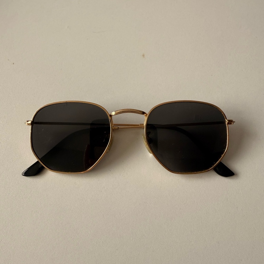 Gold Frame Sunglasses with Black Lenses